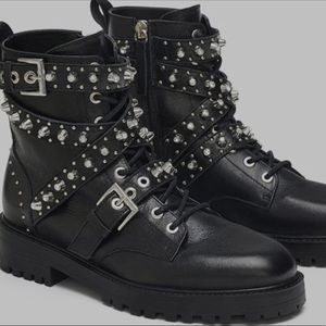 ZARA STUDDED LEATHER BOOTS